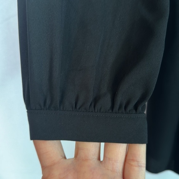 Sunday Best Black Chiffon Long Sleeve Front Wrap Dress Size 6 - Picture 3 of 10